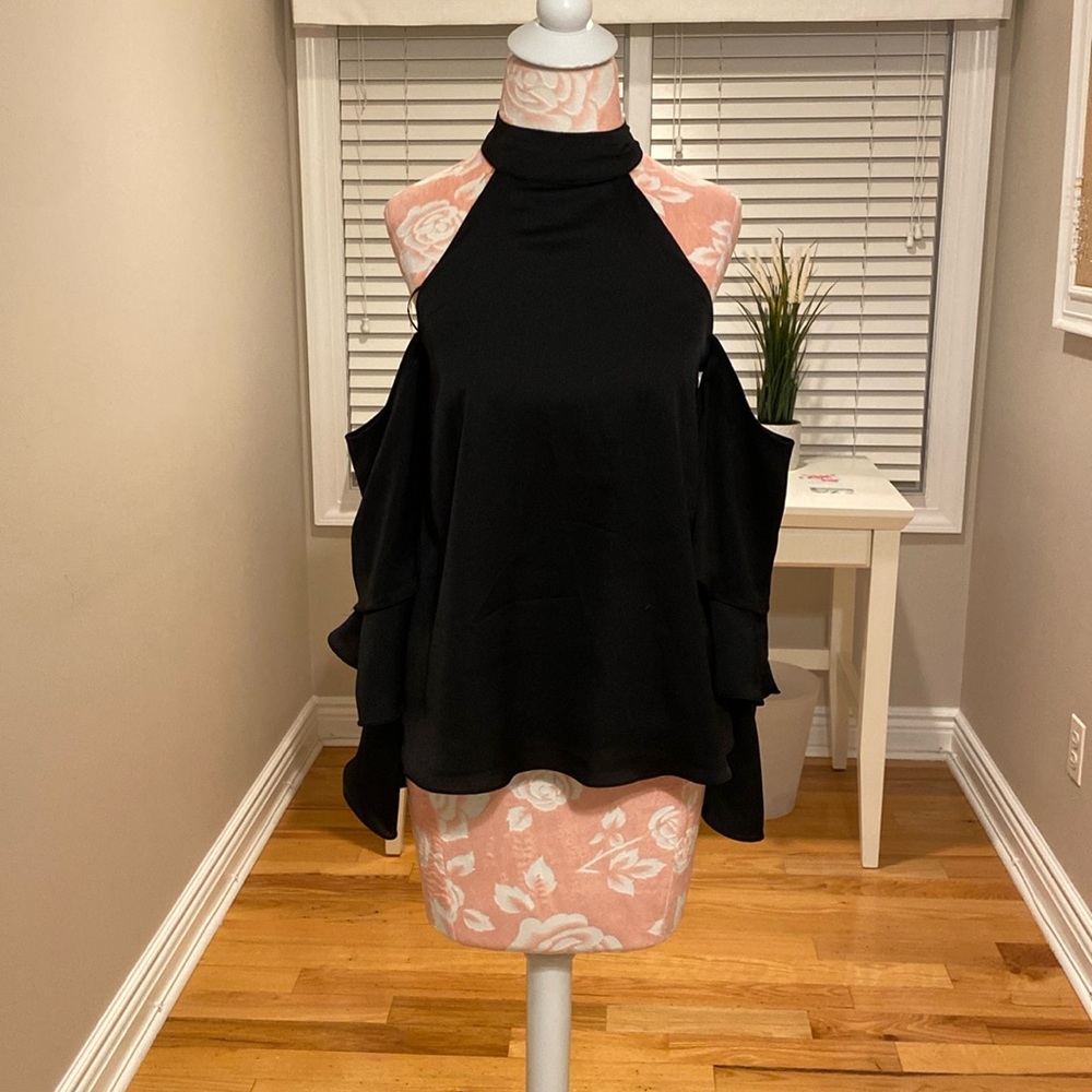 Olivaceous Cold-Shoulder Blouse
